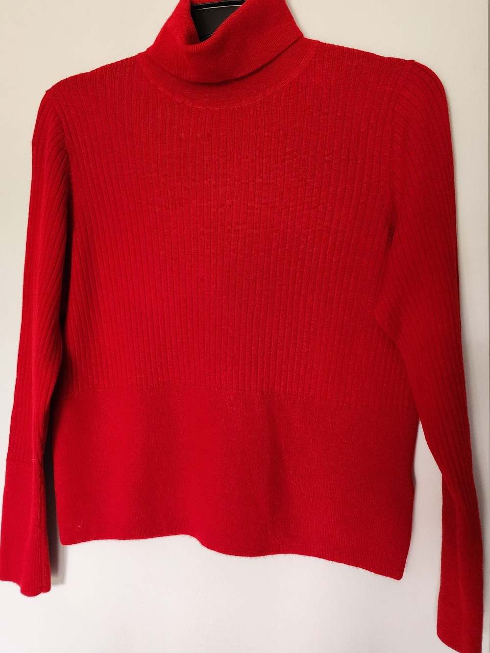 H by Halston Red Ribbed Turtleneck Sweater